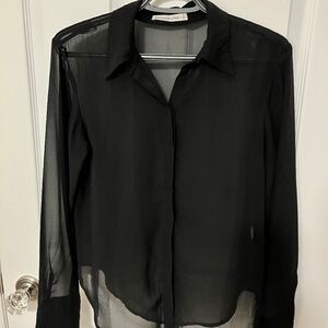 Abercrombie & Fitch Long Sleeve Semi-Sheer Button Up